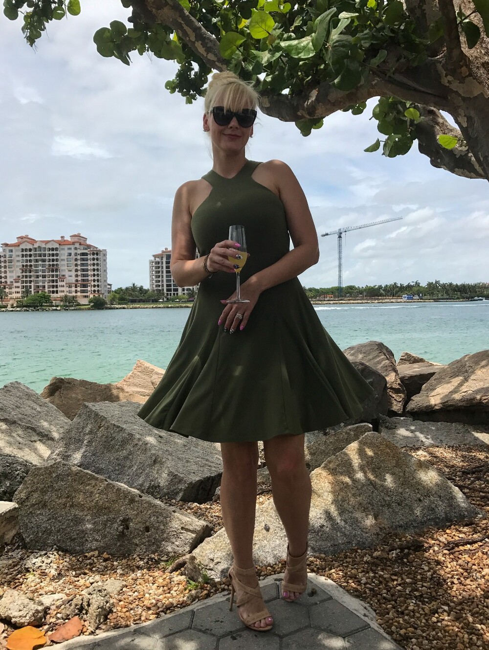 Ralph Lauren Olive Green Sleeveless Midi Dress